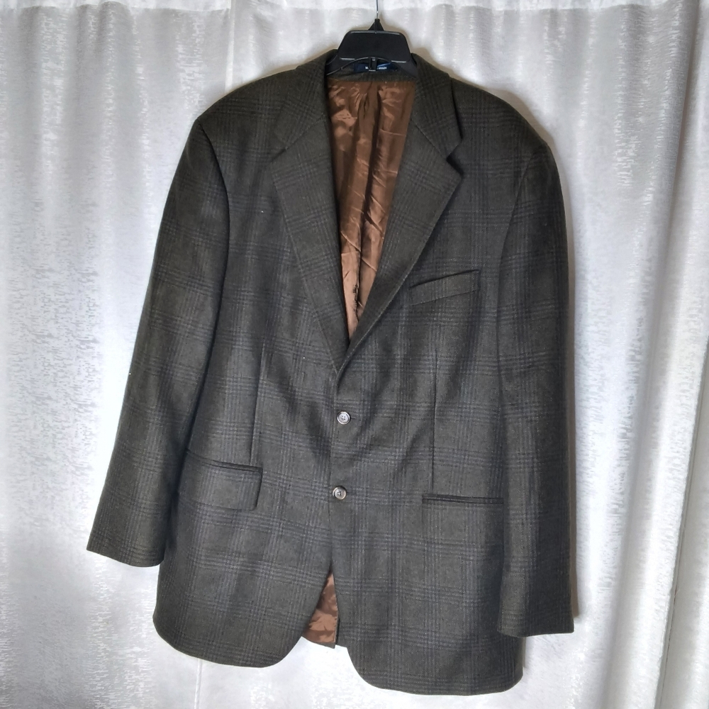Chaps Ralph Lauren Brown Plaid Men’s Pure New Wool Blazer Size 44T